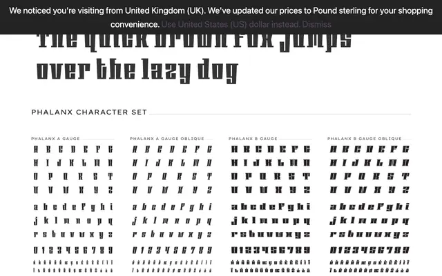 Phalanx specimen from PSY/OPS Type Foundry