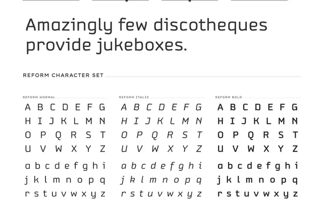 Reform specimen from PSY/OPS Type Foundry