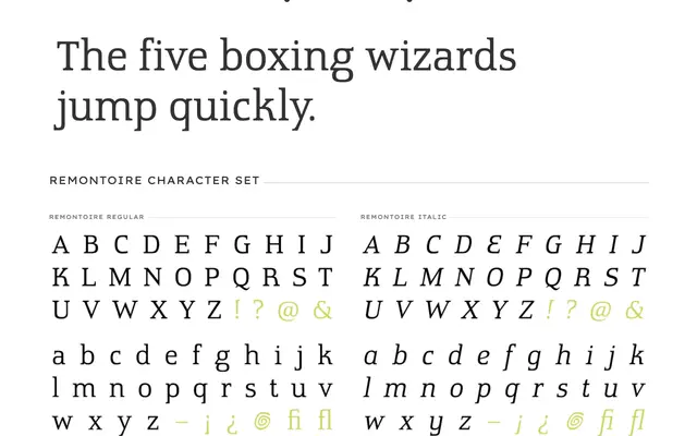 Remontoire specimen from PSY/OPS Type Foundry