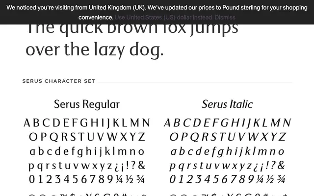 Serus specimen from PSY/OPS Type Foundry