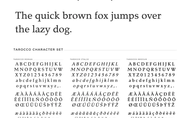 Tarocco specimen from PSY/OPS Type Foundry