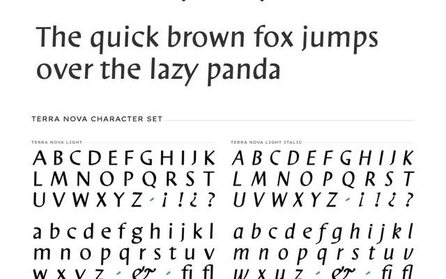 Terra Nova specimen from PSY/OPS Type Foundry