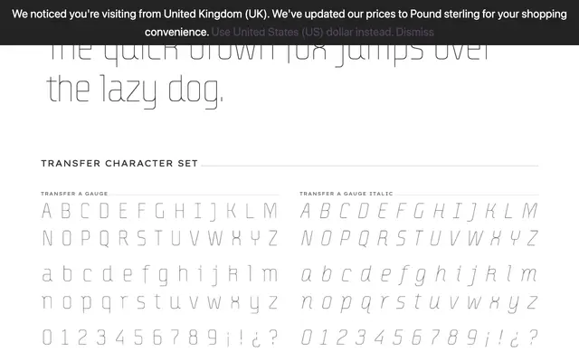 Transfer specimen from PSY/OPS Type Foundry