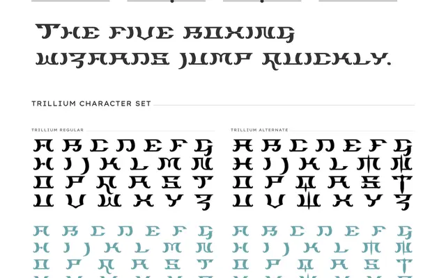 Trillium specimen from PSY/OPS Type Foundry