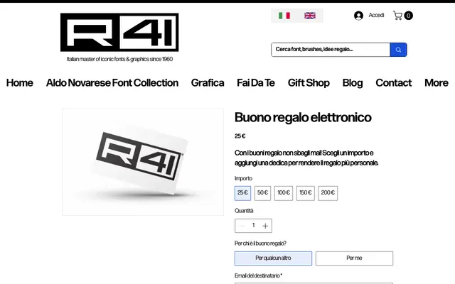 Buono regalo elettronico specimen from Reber R41