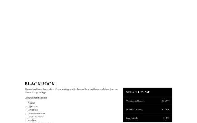 Blackrock specimen from Regular Bold Italic