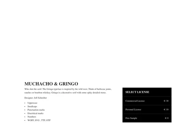 Gringo specimen from Regular Bold Italic