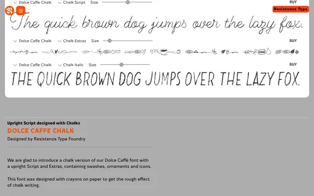 Dolce Caffe Chalk specimen from Resistenza Type
