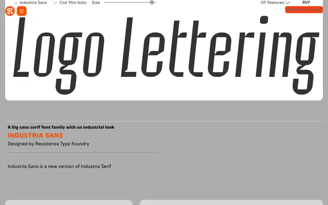 Industria Sans specimen from Resistenza Type