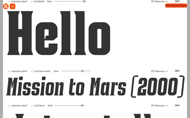 Industria Serif specimen from Resistenza Type