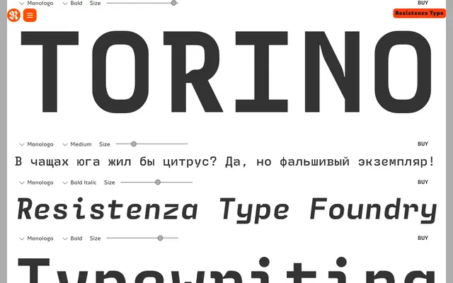 Monologo specimen from Resistenza Type