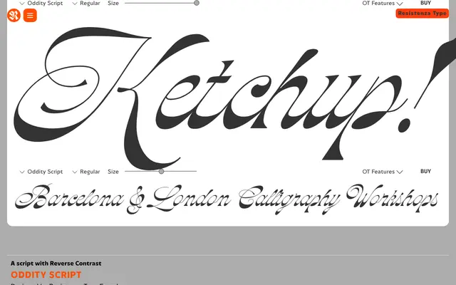 Oddity Script specimen from Resistenza Type