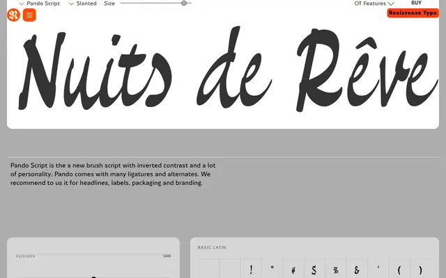 Pando Script specimen from Resistenza Type