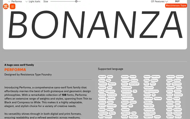 Performa specimen from Resistenza Type