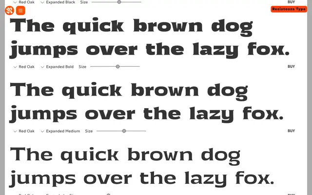 Red Oak specimen from Resistenza Type