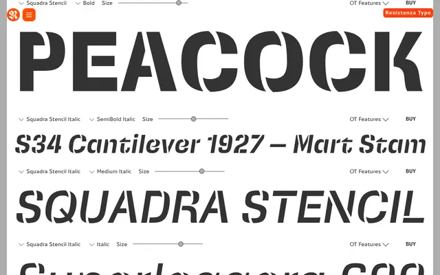 Squadra Stencil specimen from Resistenza Type