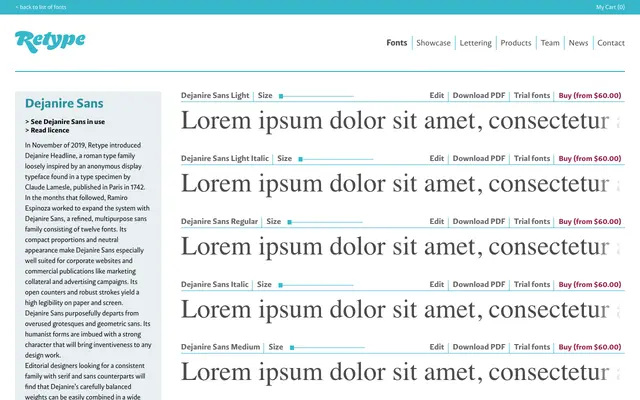 Dejanire Sans specimen from Retype