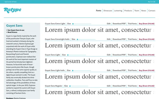 Guyot Sans specimen from Retype