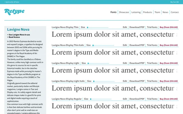 Lavigne Nova specimen from Retype