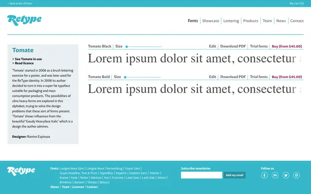 Tomate specimen from Retype