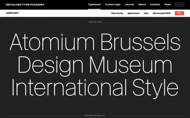Airport specimen from Revolver Type Foundry