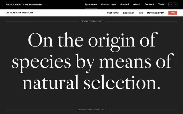 Le Rosart Display specimen from Revolver Type Foundry