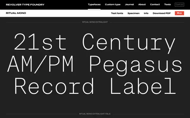Ritual Mono specimen from Revolver Type Foundry