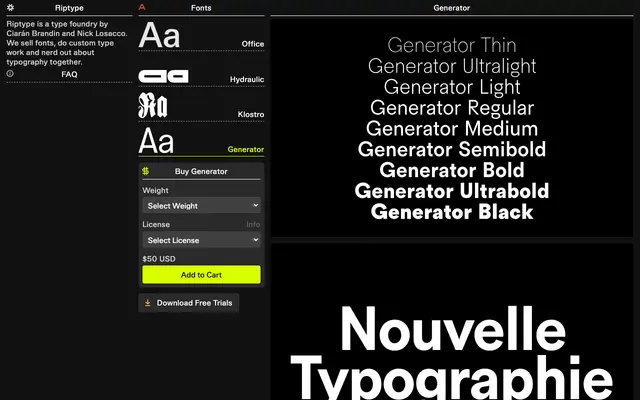 Generator specimen from Riptype