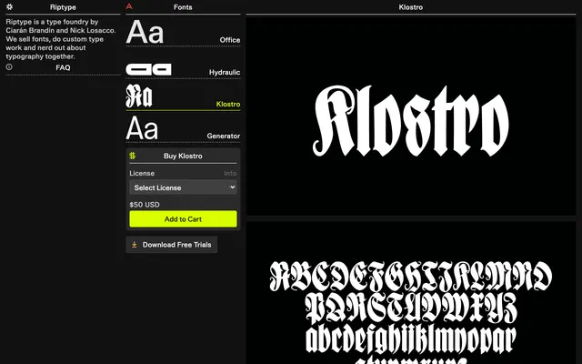 Klostro specimen from Riptype