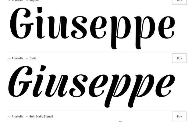 Anabella specimen from RNS Fonts
