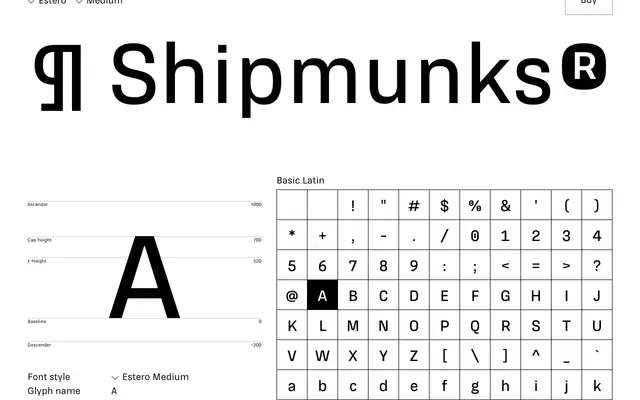 Estero specimen from RNS Fonts