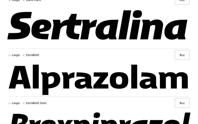 Laxgo specimen from RNS Fonts