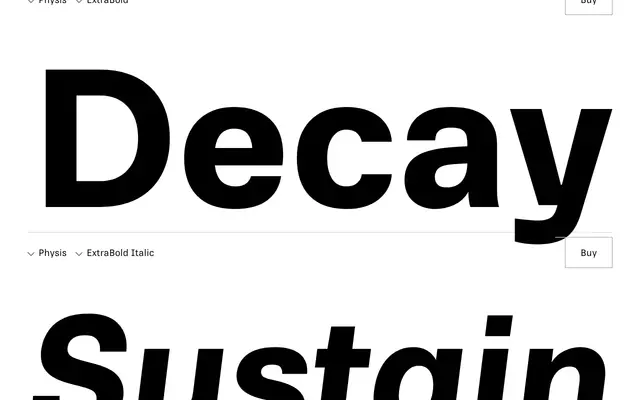 Physis specimen from RNS Fonts