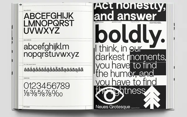 Neues Grotesque specimen from S6 Foundry