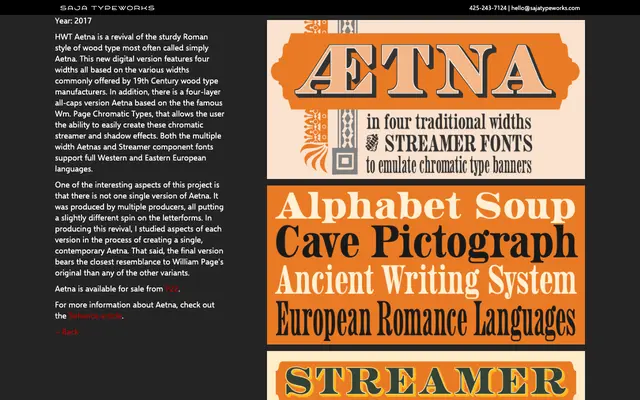HWT Aetna specimen from Saja Typeworks