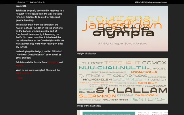 Salish specimen from Saja Typeworks