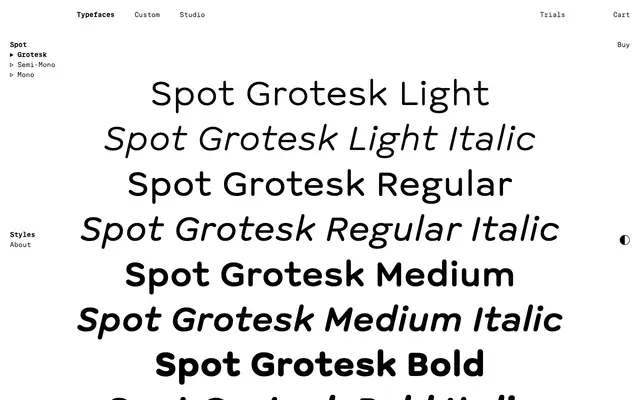 Spot Grotesk specimen from Schick Toikka