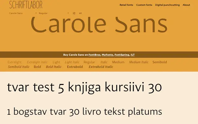 Carole Sans specimen from Schriftlabor