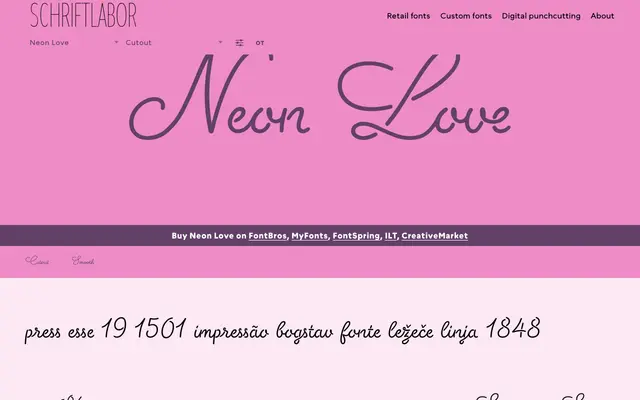 Neon Love specimen from Schriftlabor