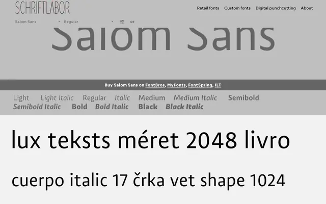 Salom Sans specimen from Schriftlabor