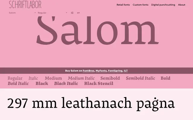 Salom specimen from Schriftlabor