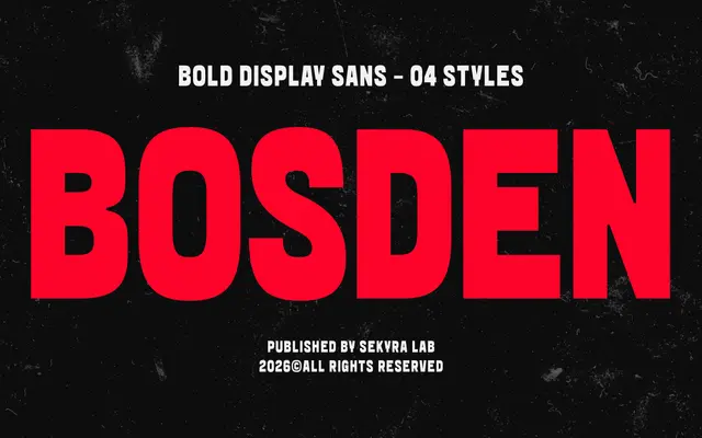 Bosden Font specimen from Sekyra Lab