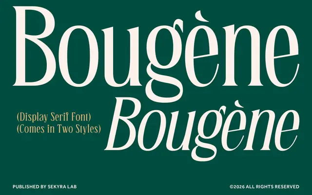 Bougene Font specimen from Sekyra Lab