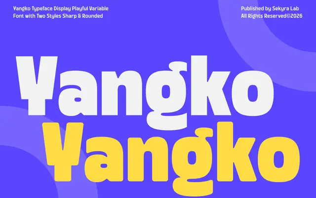 Yangko Font specimen from Sekyra Lab