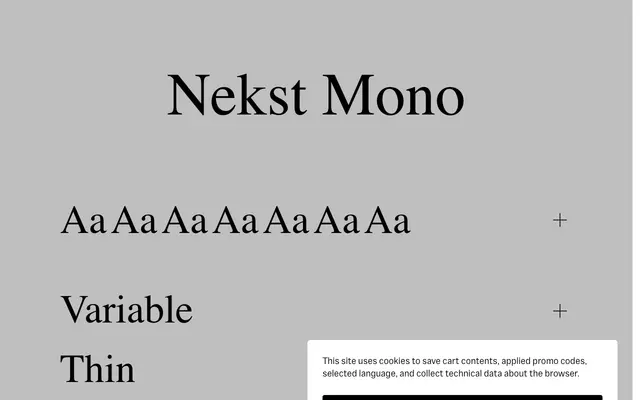 Nekst Mono specimen from Serebryakov Type Foundry