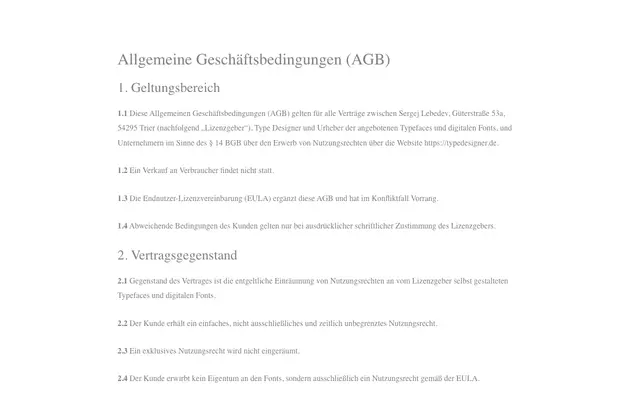 Allgemeine Geschäftsbedingungen (AGB) specimen from Sergej Lebedev