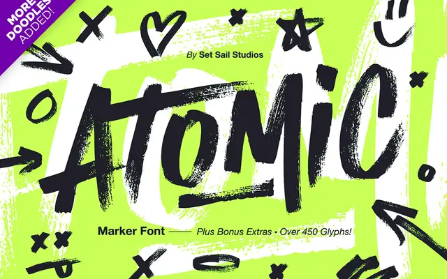 ATOMIC Marker Font + Extras specimen from Set Sail Studios