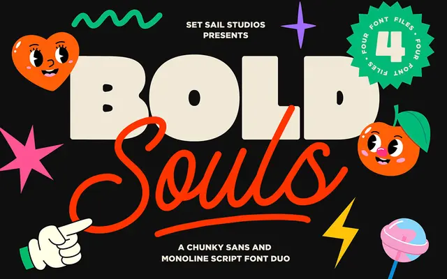 Bold Souls Font Duo specimen from Set Sail Studios