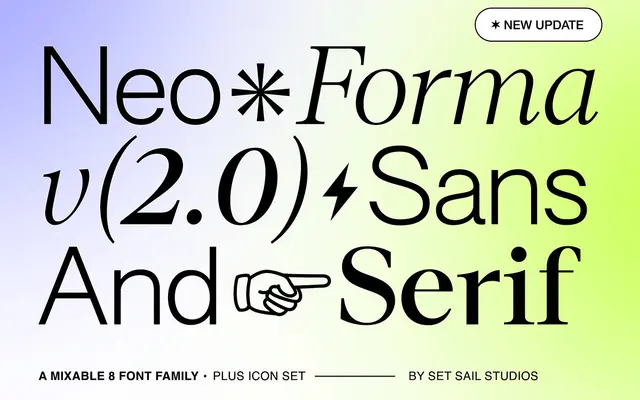 Neo Forma specimen from Set Sail Studios