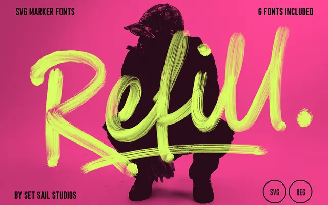 Refill SVG Marker Font Set specimen from Set Sail Studios